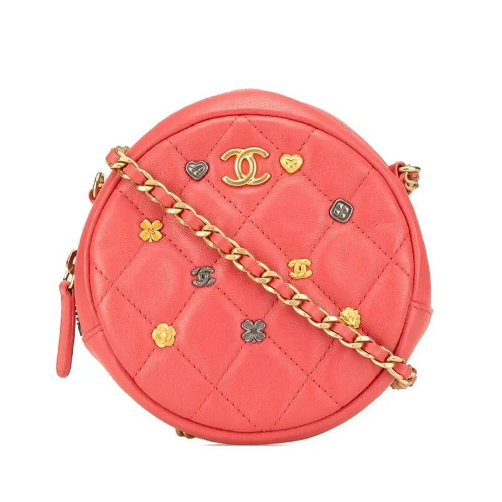 Chanel Lambskin Coco Mark Heart Camellia Matelassé Shoulder Bag A81620